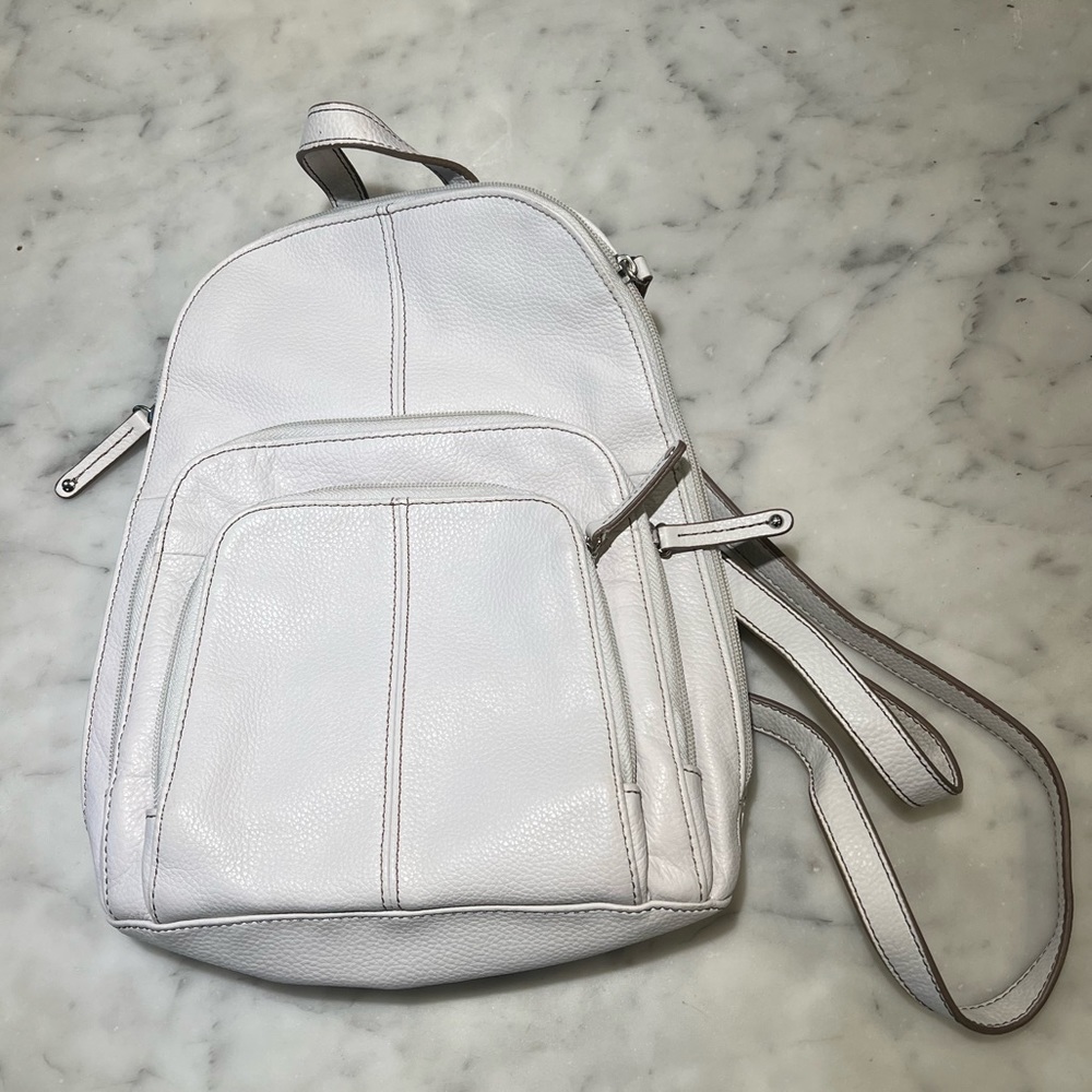 White leather backpack